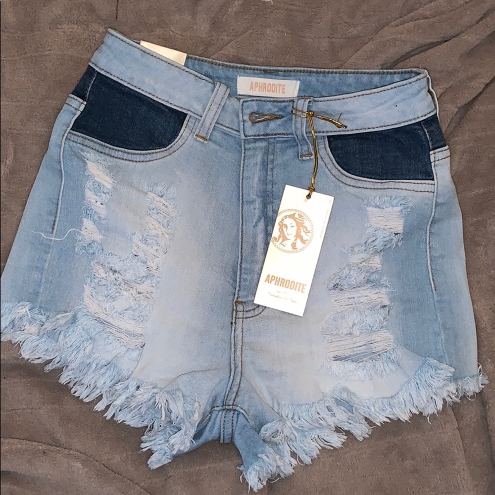 High waisted denim shorts